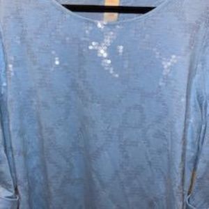 Sequined Carolina blue shirt size large